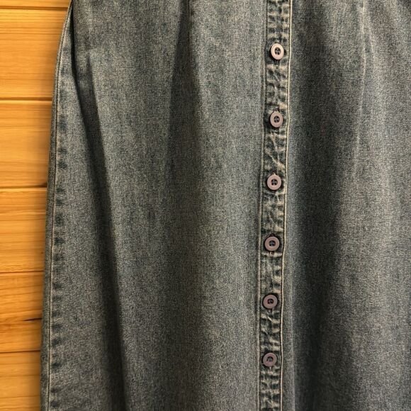Vintage Casablanca Size Medium Denim Button Front Collared Sleeveless Maxi Dress - Picture 8 of 13